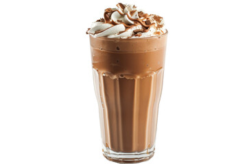 Chocolate shake, isolated on solid white background, PNG di-cut style, realistic photo style, object as model