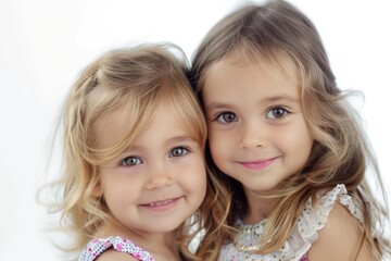  Cute girls on white background 