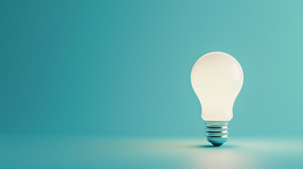 A Brightly lit LED bulb, isolated on a sky-blue background.
