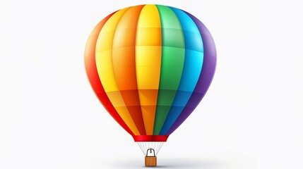 Naklejka premium colorful rainbow hot air balloon isolated on white background, colorful adventure concept, cartoon 