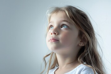  Lonely little girl in white isolation 