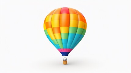 Fototapeta premium colorful rainbow hot air balloon isolated on white background, colorful adventure concept, cartoon 