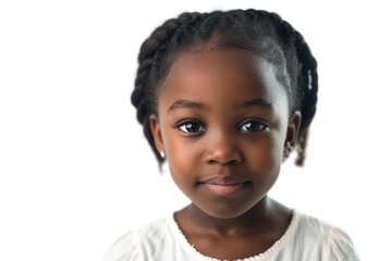 Portrait of a cute young African Asian girl isolated on white background