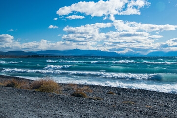 sea and sky, blue sky and sea, Argentina, Patagonia Argentina,
