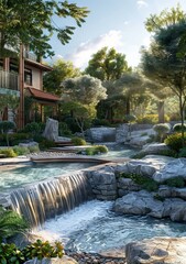 Tranquil Chinese Courtyard Landscape