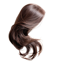 Naklejka premium Flowing brown hair wig isolated style element