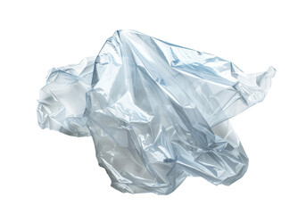 Fototapeta premium Single translucent crumpled plastic sheet on transparent