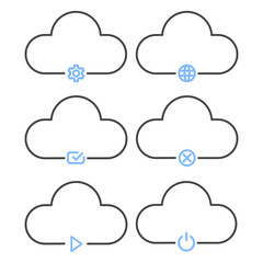 Obraz premium Flat and modern technology cloud icons