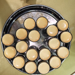 Overhead of beer on a tray 