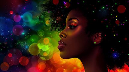 Portrait of a beautiful woman, colorful, 