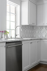 Luxury Modern Kitchen Details and Backsplash Design with Stainless Steel Appliance