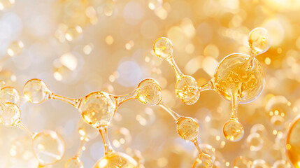 A macro shot of niacinamide molecules merging with skin cells, showing a smooth, hydrated complexion