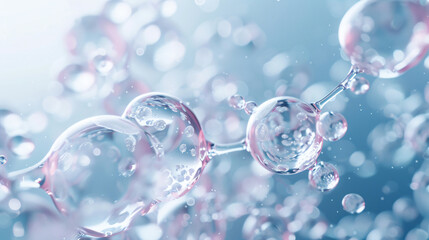 A macro shot of niacinamide molecules merging with skin cells, showing a smooth, hydrated complexion