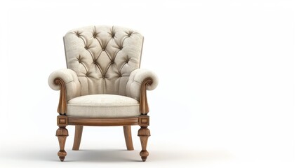 Fototapeta premium Stylish dining chair with a padded seat and backrest, isolated on a white studio background