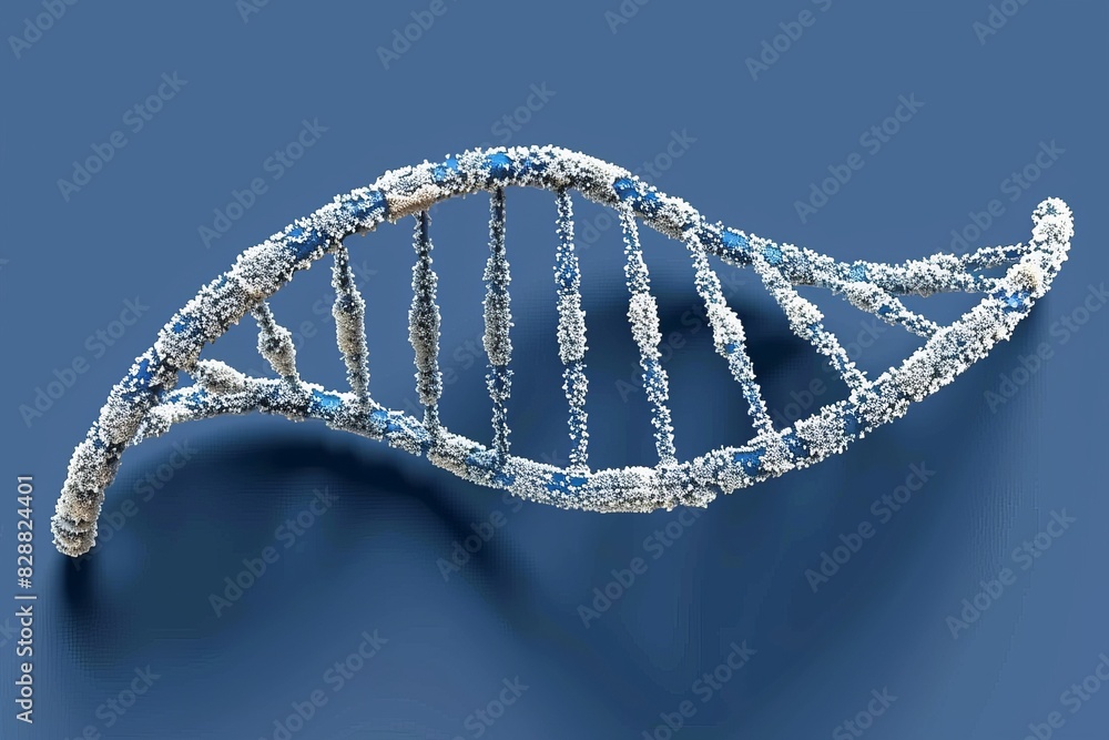 Poster silver dna helix model isolated on a simple background, emphasizing precision in genetics and biotec