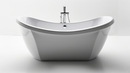 Stylish freestanding bathtub with elegant curves, isolated on a white studio background