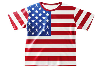 Fototapeta premium Patriotic t-shirt, isolated on solid white background, PNG di-cut style, realistic photo style, object as model