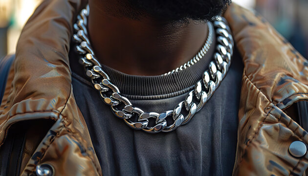 A man wearing a thick chain. Generated by AI