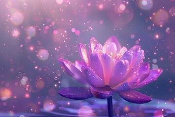 Lotus flowers on pink and purple background sparkle.