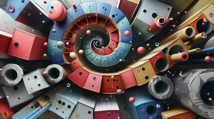 Obraz premium Colorful Abstract Shapes: Playful 3D Composition for Vibrant Visual Impact