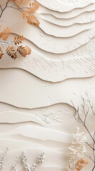 Elegant minimalist paper cut art floral design for backgrounds