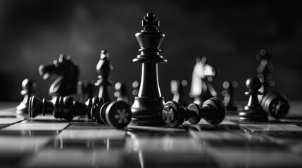 A chess game is in progress with a white king and a black king