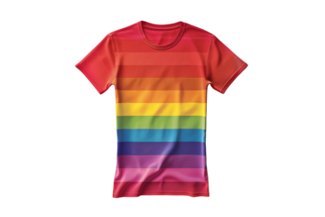 LGBTQ t-shirt, isolated on solid white background, PNG di-cut style, realistic photo style, object as model