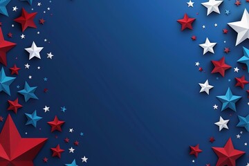Festive stars in red, white, and blue creating a border with ample copy space.