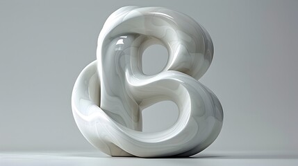Captivating 3D Rendered Abstract Letter B Minimalist Geometric Form Clean Lines Modern Digital Art