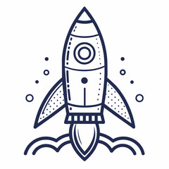 icon rocket doodle line hand drawing thick line art