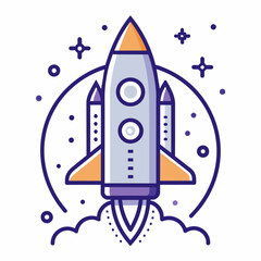 icon rocket doodle line hand drawing thick line art