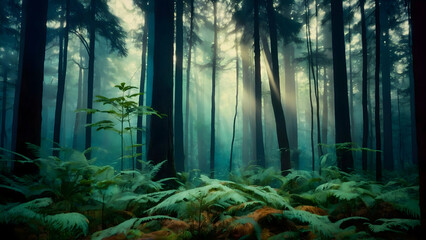 Obraz premium forest in the fog