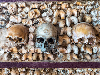 Portuguese chapel Capela Dos Ossos, Bones chapel next to Igreja do Carmo in Faro at Algarve in...