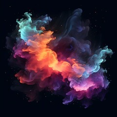 Fototapeta premium Colorful abstract cloud on black background. Generative AI.