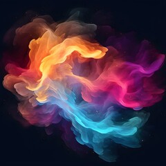 Fototapeta premium Colorful abstract cloud on black background. Generative AI.