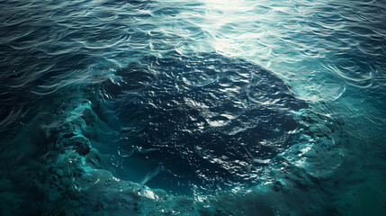 Obraz premium Seen from above, there is a deep, dark hole in the ocean floor