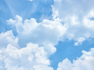 blue sky high abstract shape outdoor group of white clouds background in summer gradient light beauty background. beautiful bright cloud and calm fresh wind air