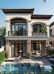 Fototapeta premium Modern Villa: Stylish Architecture and Amenities