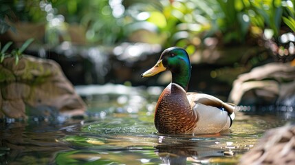 Obraz premium A lovely mallard duck in a pond