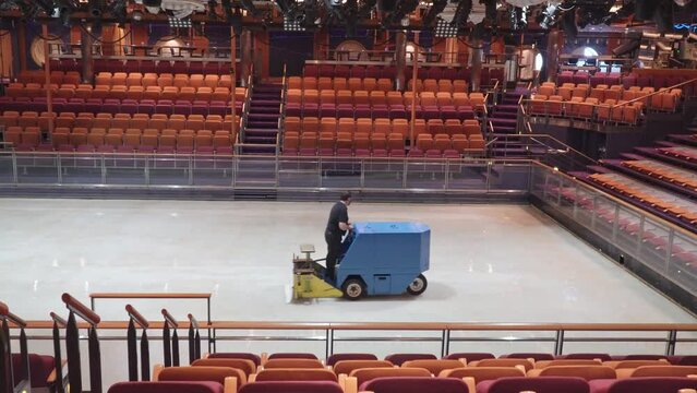 The Ice Rink Zamboni is getting ready to resurface the ice rink