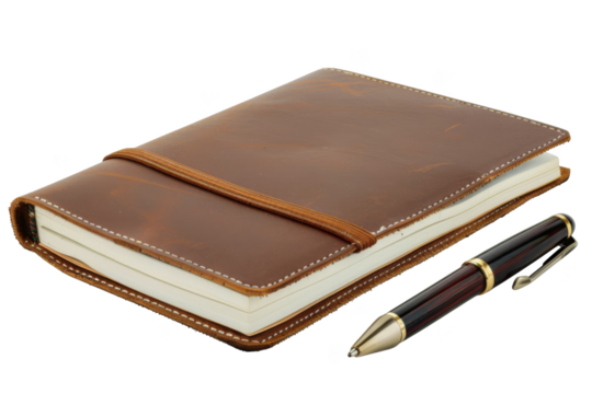 Notebook, isolated on solid white background, PNG di-cut style, realistic photo style, object as model