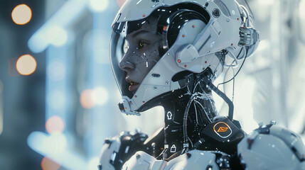 Fototapeta premium Realistic depiction of AI concept showcasing advanced technology and futuristic design elements symbolizing the cutting-edge developments in artificial intelligence