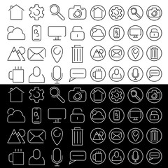 64 flat and minimal icons - general outline icon set
