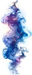 Abstract, ethereal swirls of blue and purple smoke with sparkling stars, creating a mystical and dreamy atmosphere.