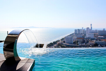 Elegant Rooftop Infinity Pool with Cityscape View of Pattaya, Thailand