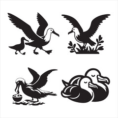 Fototapeta premium Albatross birds silhouette vector icon graphic logo ai generated design