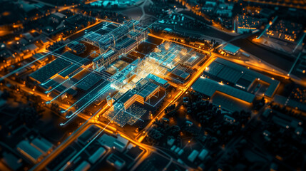 Obraz premium Topographic Photo of AI Research Facilities, in a Technological Campus, with Topographic Lighting, from a Topographic Angle, Mapping the Landscape of Innovation