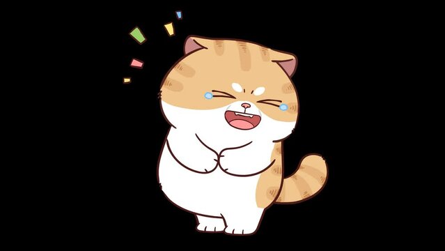Animated Funny Cat Laughing Standing - Transparent Background