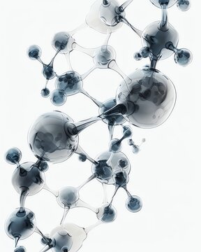 Abstract molecular structure with interconnecte spheres an ark noes, representing scientific an chemical concepts. Clean an moern esign.