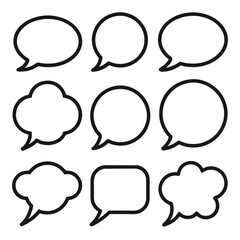 Set of Simple Set of Speech Bubble Thin Line Icons black vector on white background
